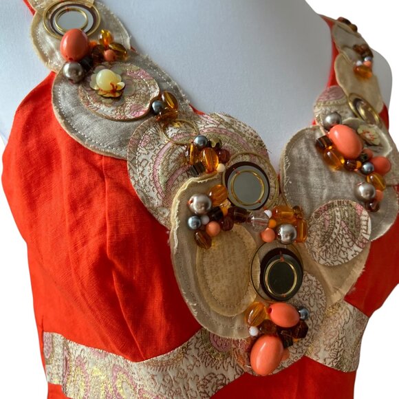 Vintage Medium Dress Y2K beaded Cocktail Dress Fall Rene Derhy Paris RARE Large - Picture 7 of 17